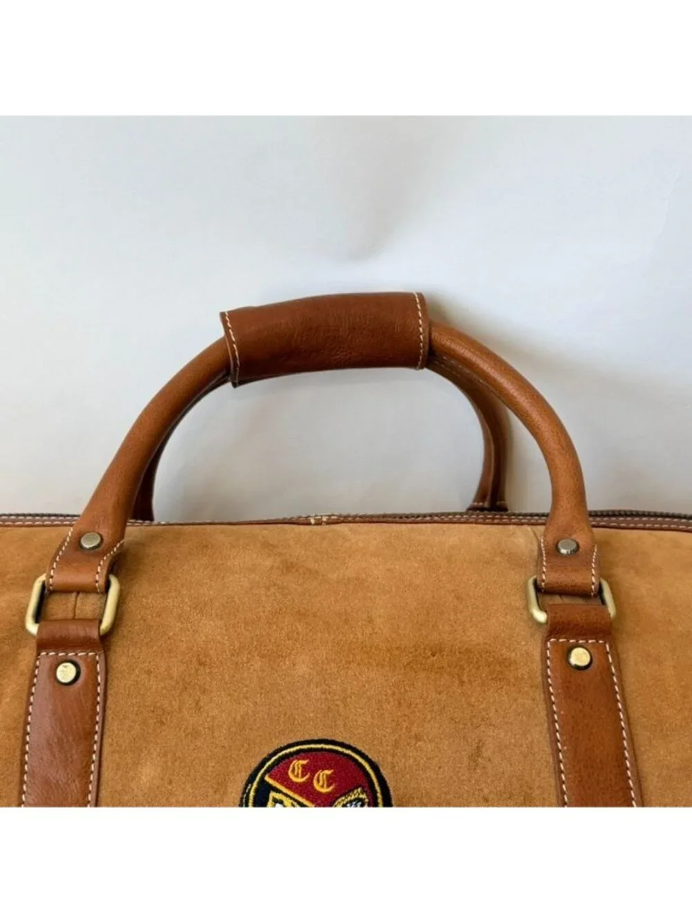 F.H. Wadsworth NYC Suede Leather Duffle Travel Bag Weekender Brown